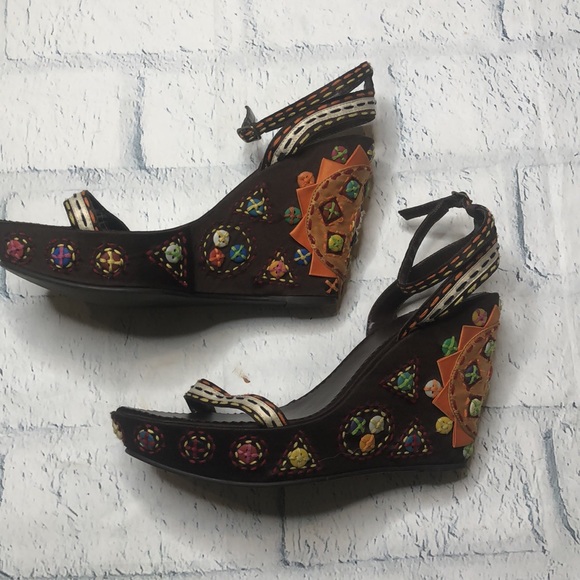 🔹Sam Edelman Boho Embellished Wedge Platform Sandals - Picture 2 of 8